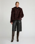Veste droite en fourrure de lapin rex
