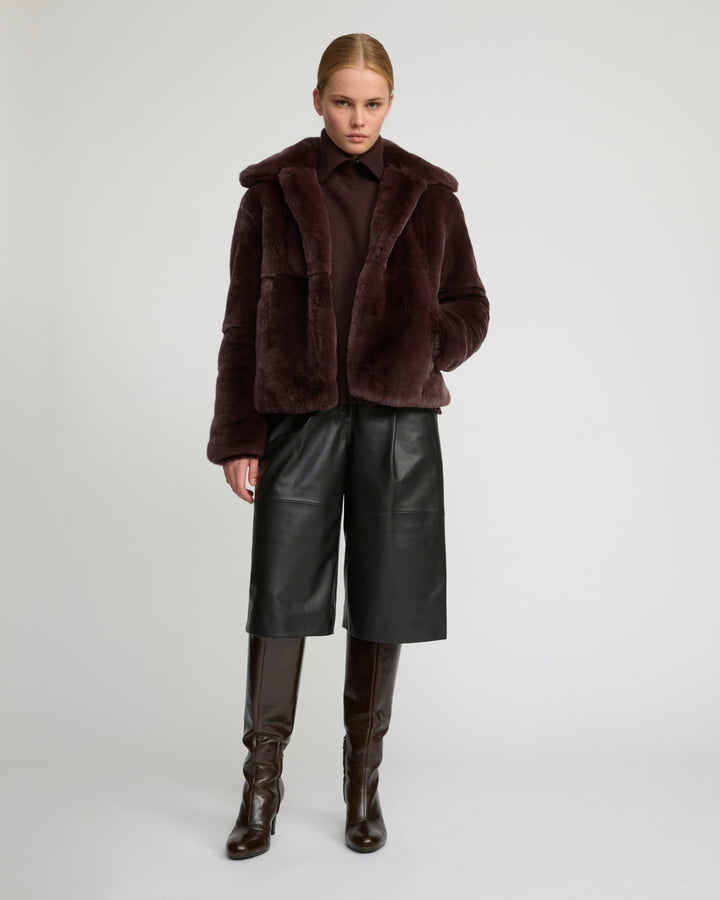 Straight rex rabbit fur jacket