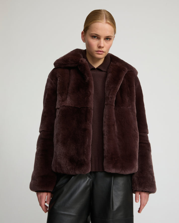Straight rex rabbit fur jacket