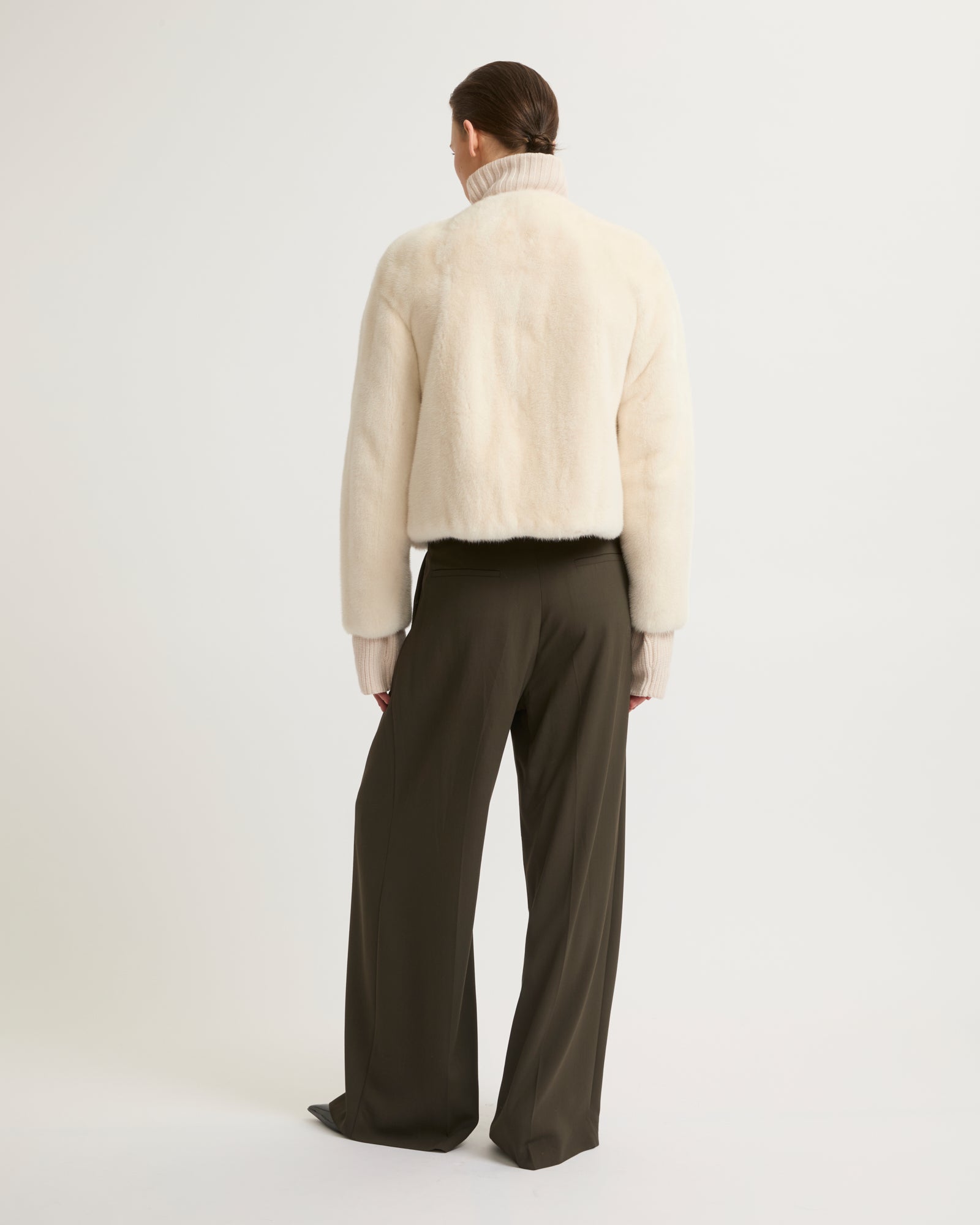 イロン YILON Waistmark eco fur coat Long iconic parka in cotton and fur - Khaki - Yves Salomon