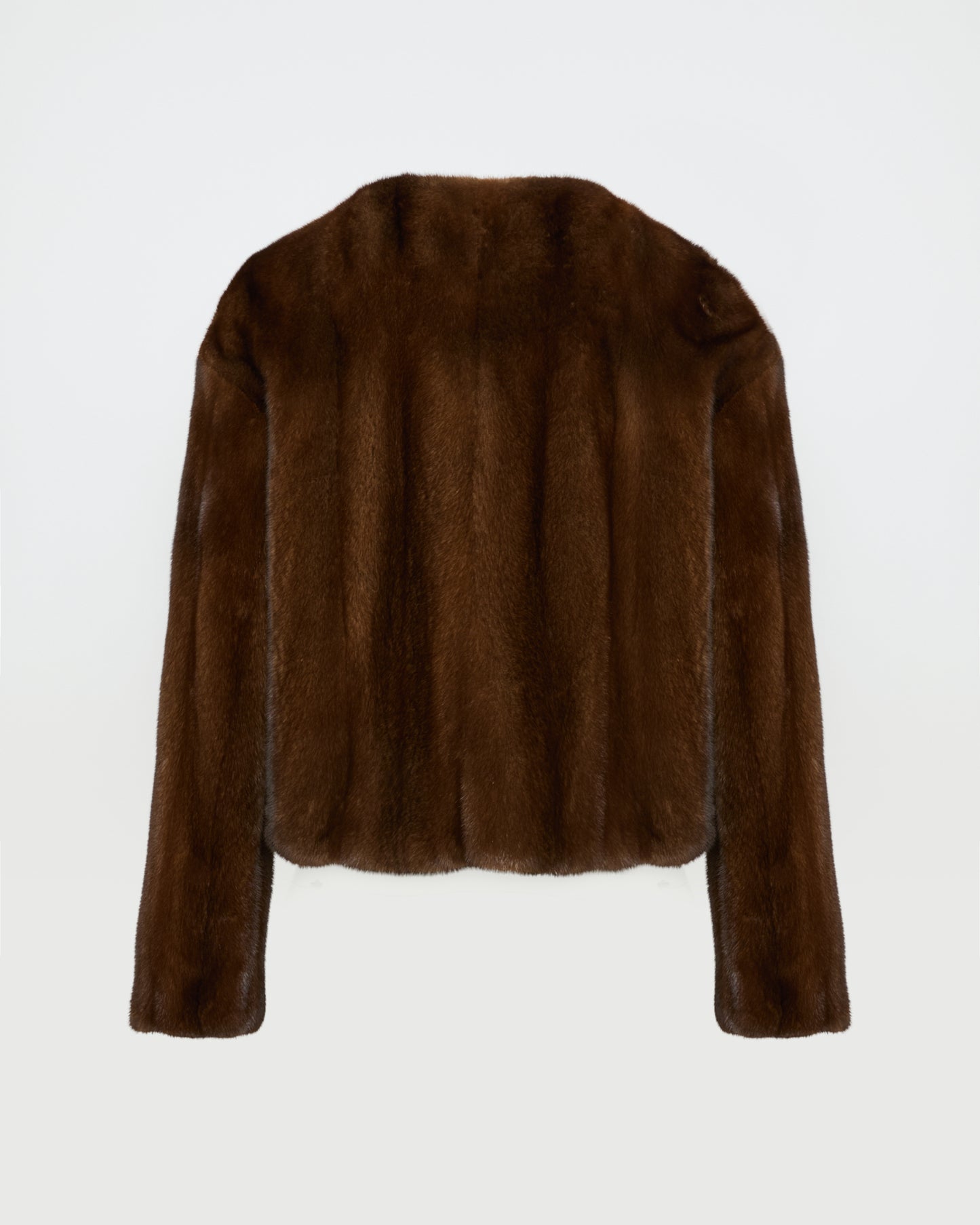 Long-haired mink fur round neck jacket
