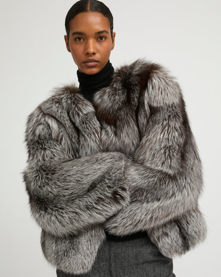 Straight fox fur jacket
