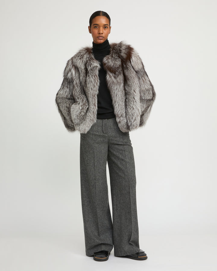 Straight fox fur jacket