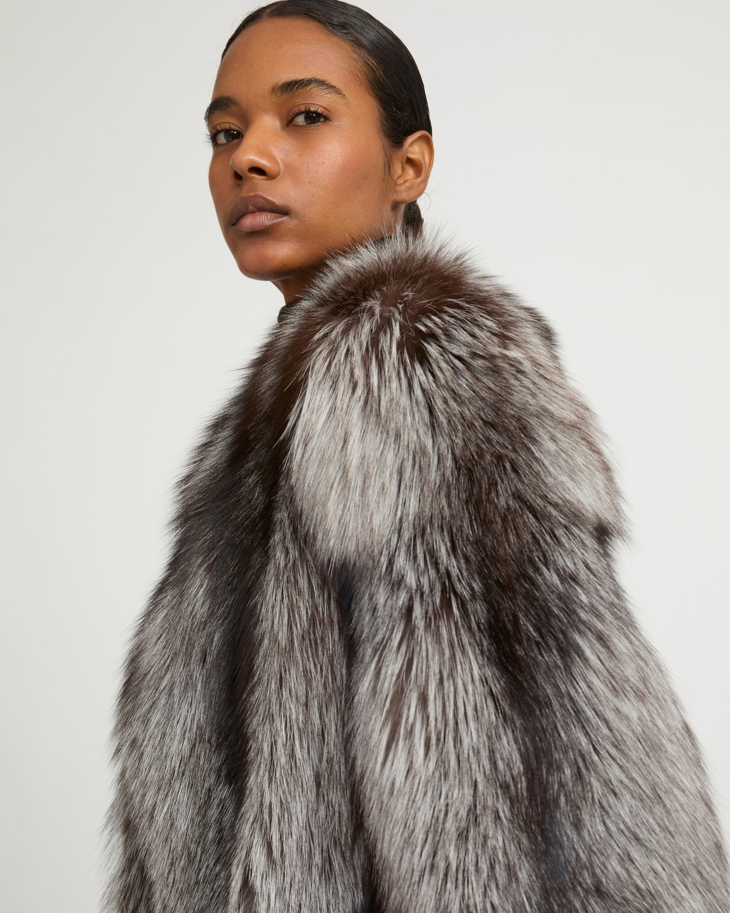 Veste droite en fourrure de renard