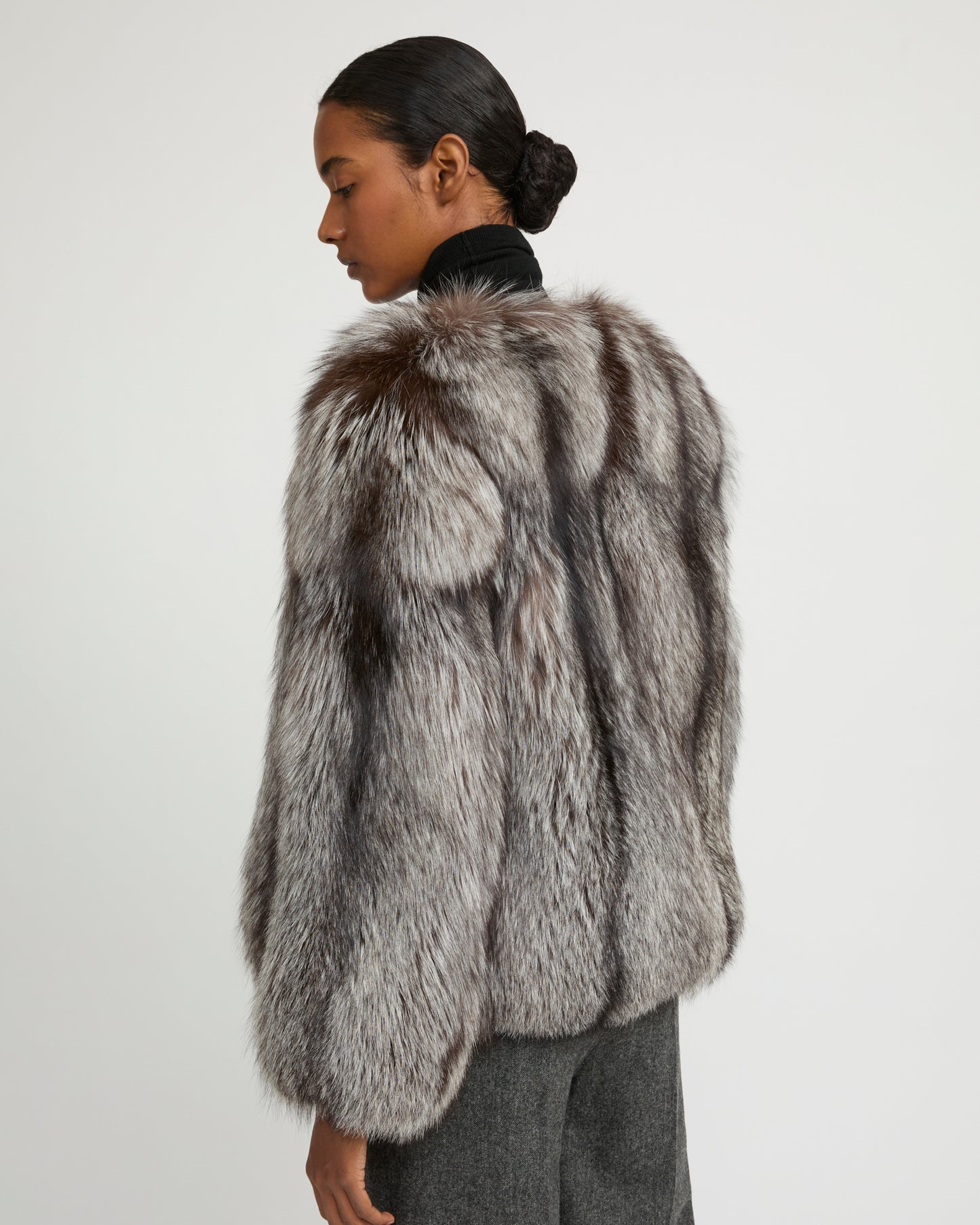 Veste droite en fourrure de renard