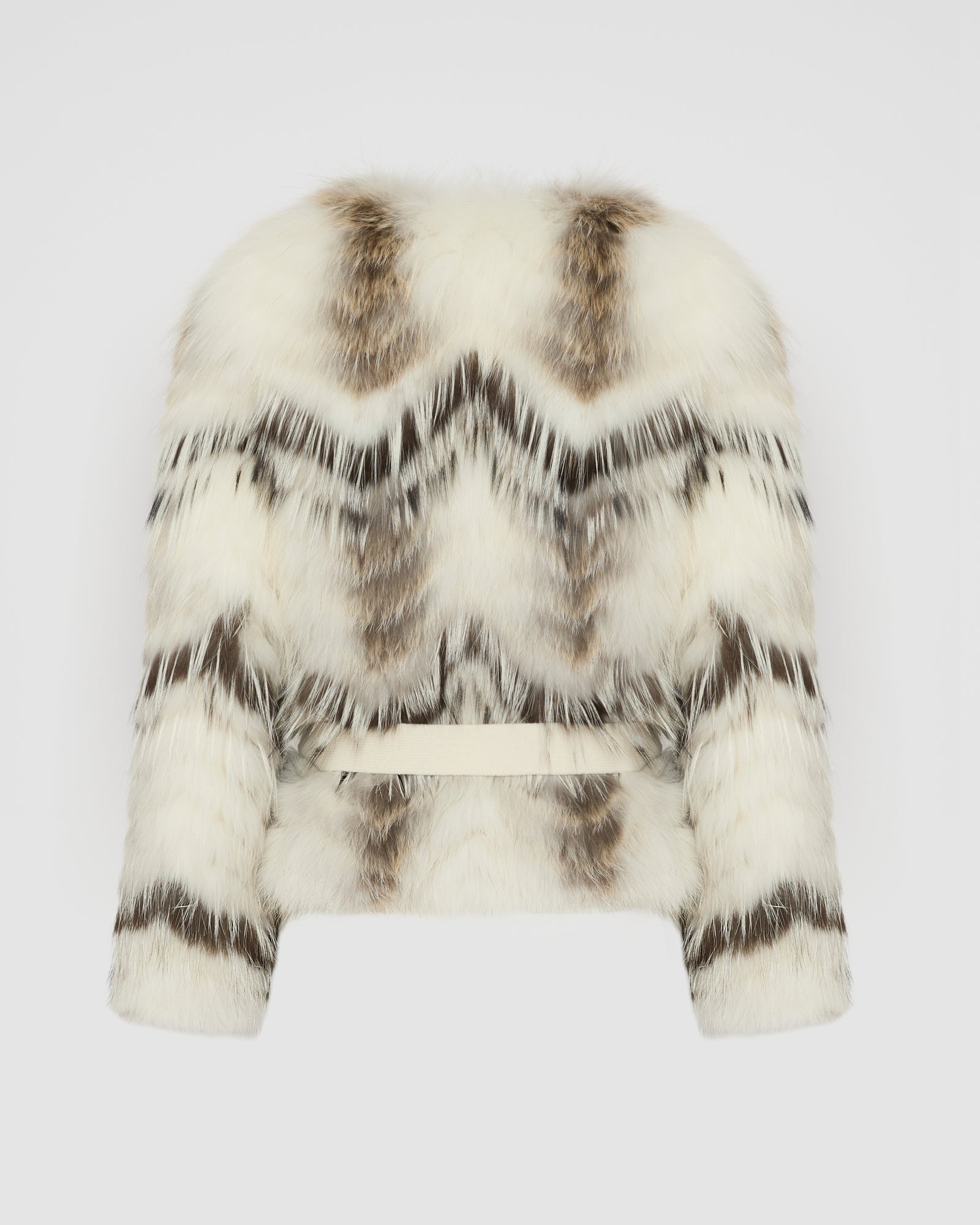 Gilet ceinturé en maille mérinos et fourrure de renard -Yves Salomon