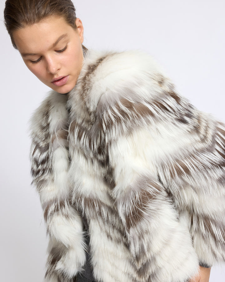 Gilet ceinturé en maille mérinos et fourrure de renard - Yves Salomon - Nouvelle collection Automne Hiver