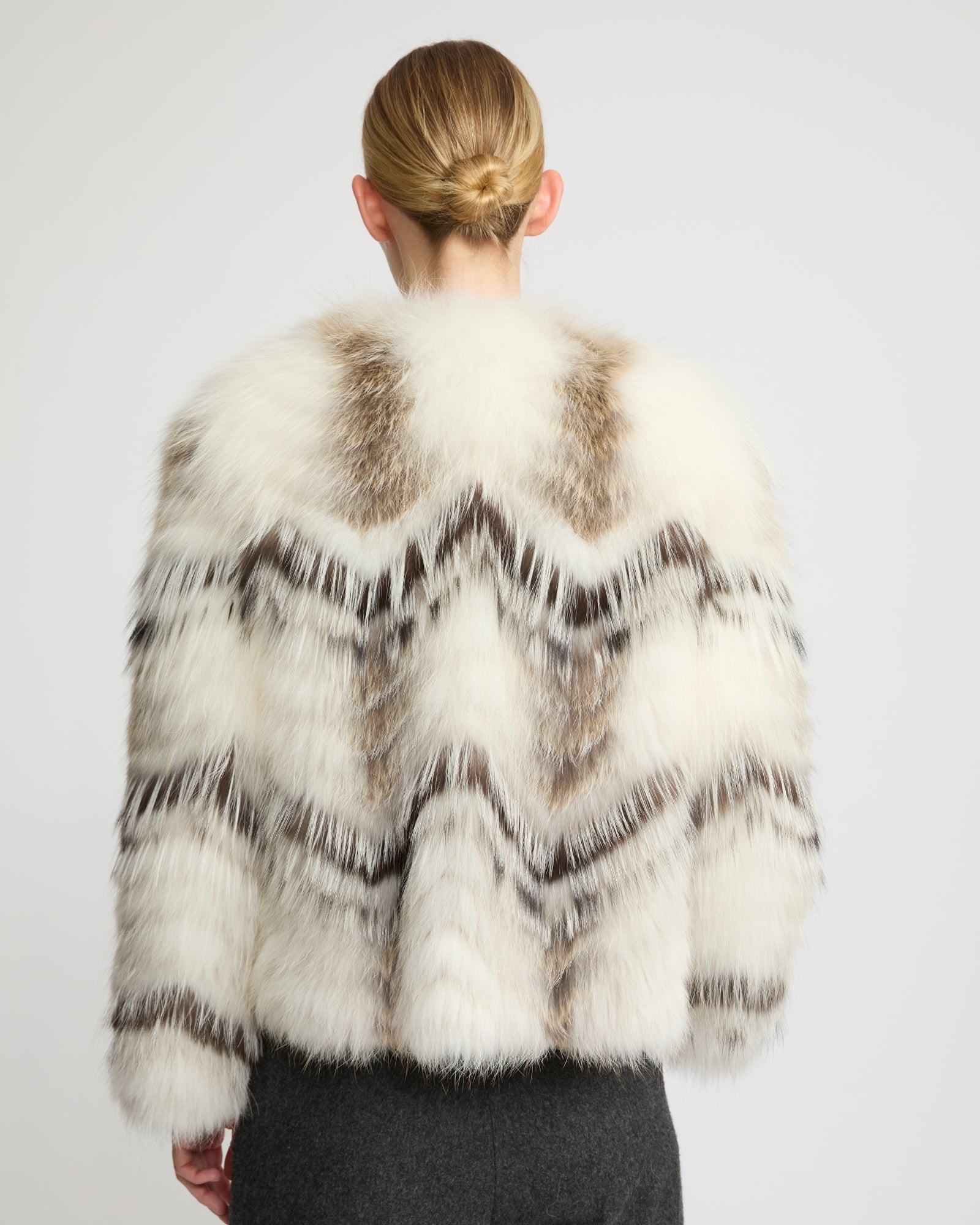 Gilet ceinturé en maille mérinos et fourrure de renard -Yves Salomon