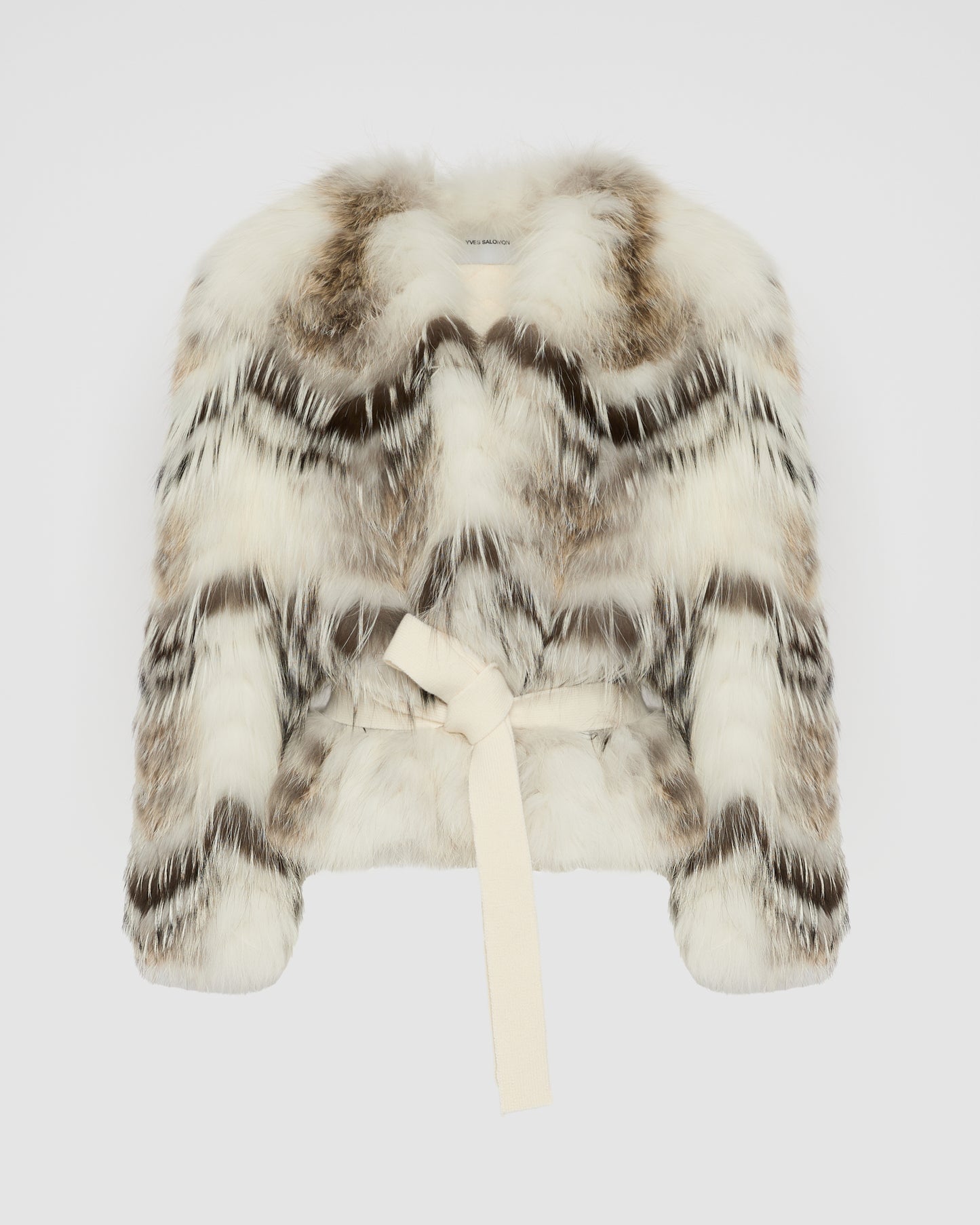 Gilet ceinturé en maille mérinos et fourrure de renard -Yves Salomon