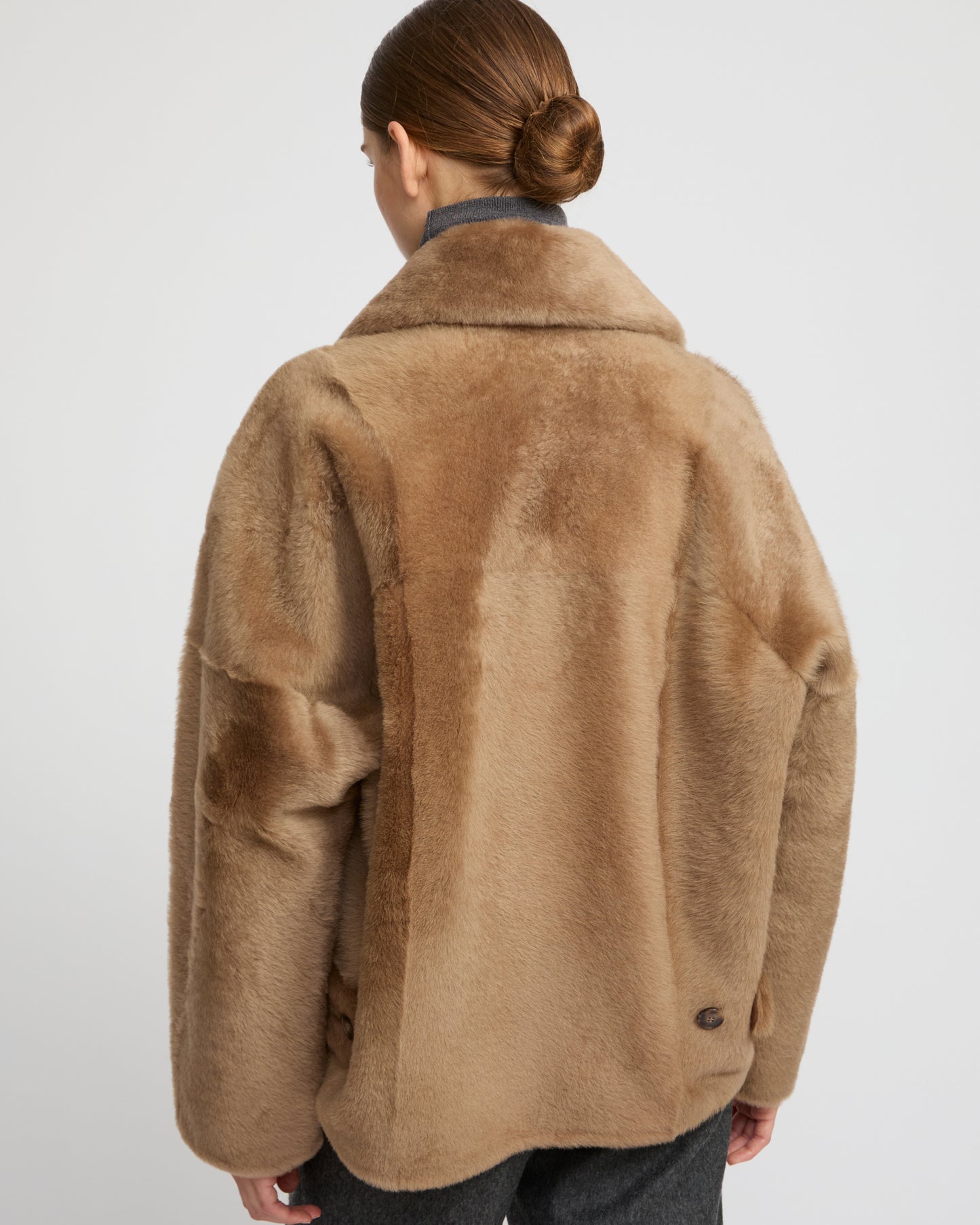 Veste caban en peau lainée
