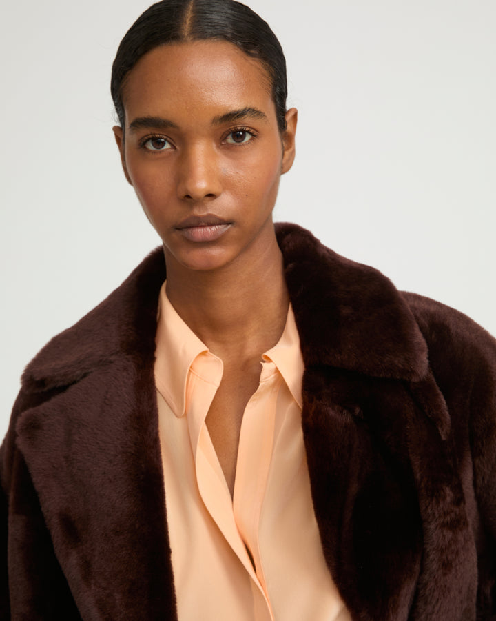 Veste caban en peau lainée