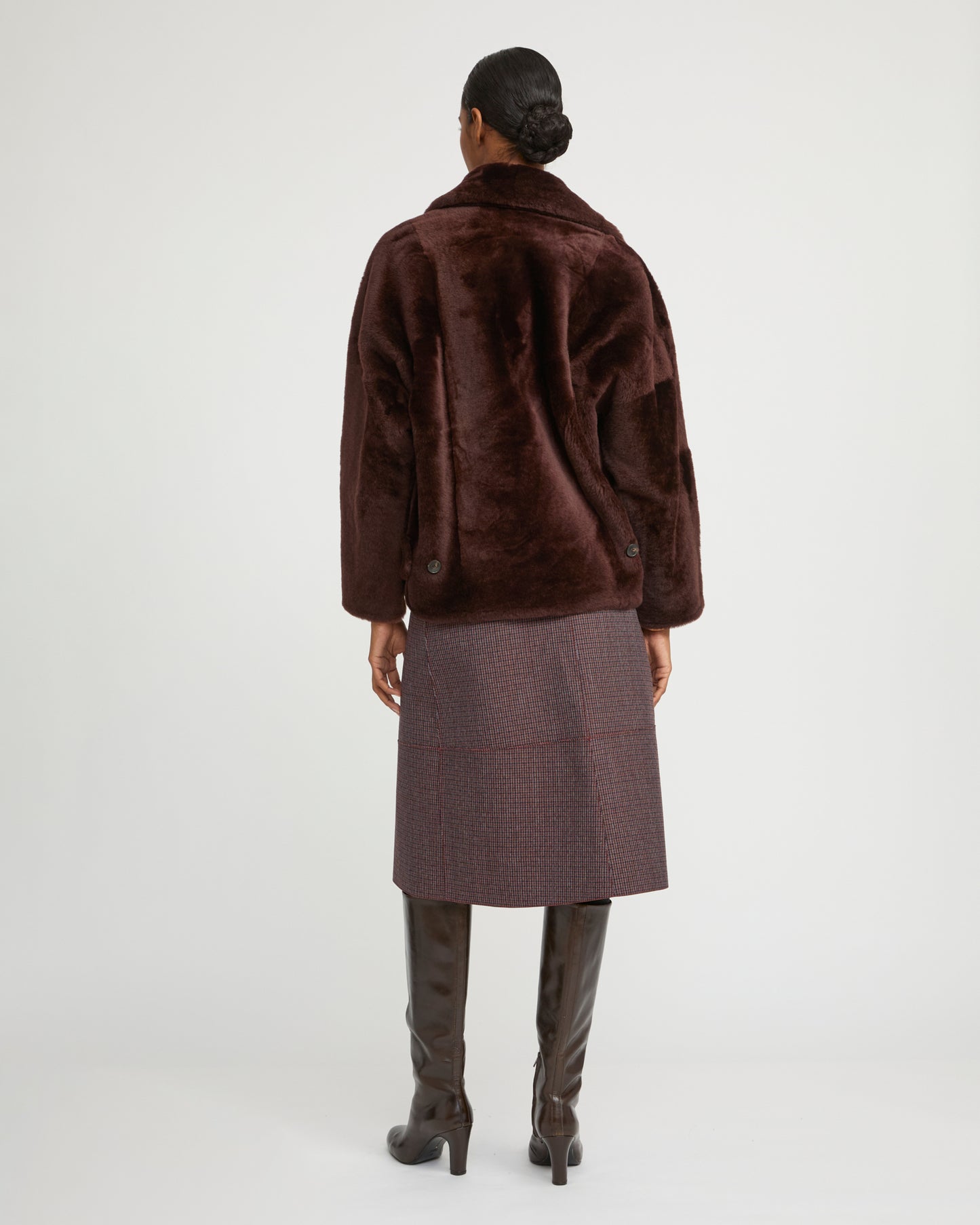 Veste caban en peau lainée