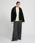 Veste caban en peau lainée