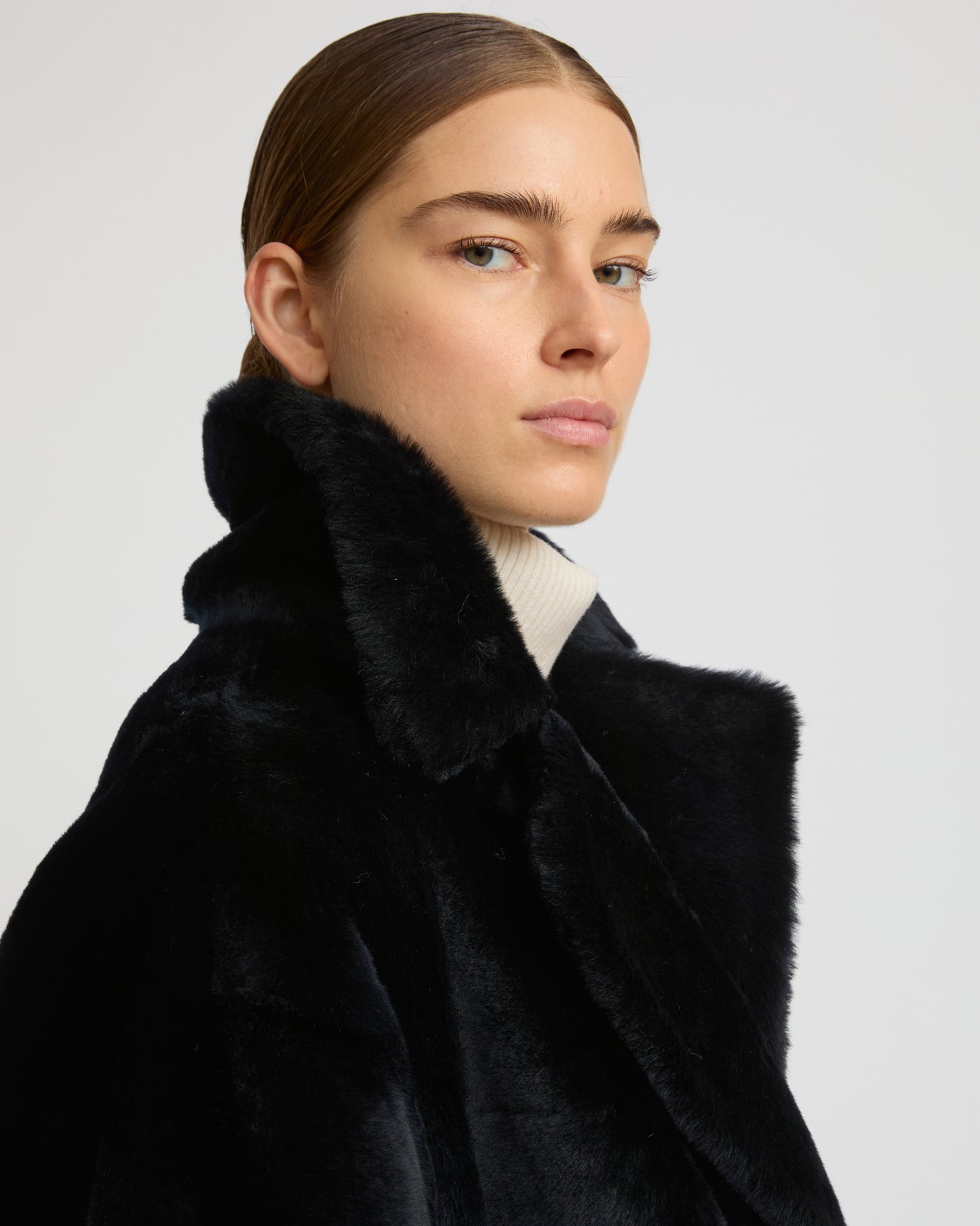 Veste caban en peau lainée