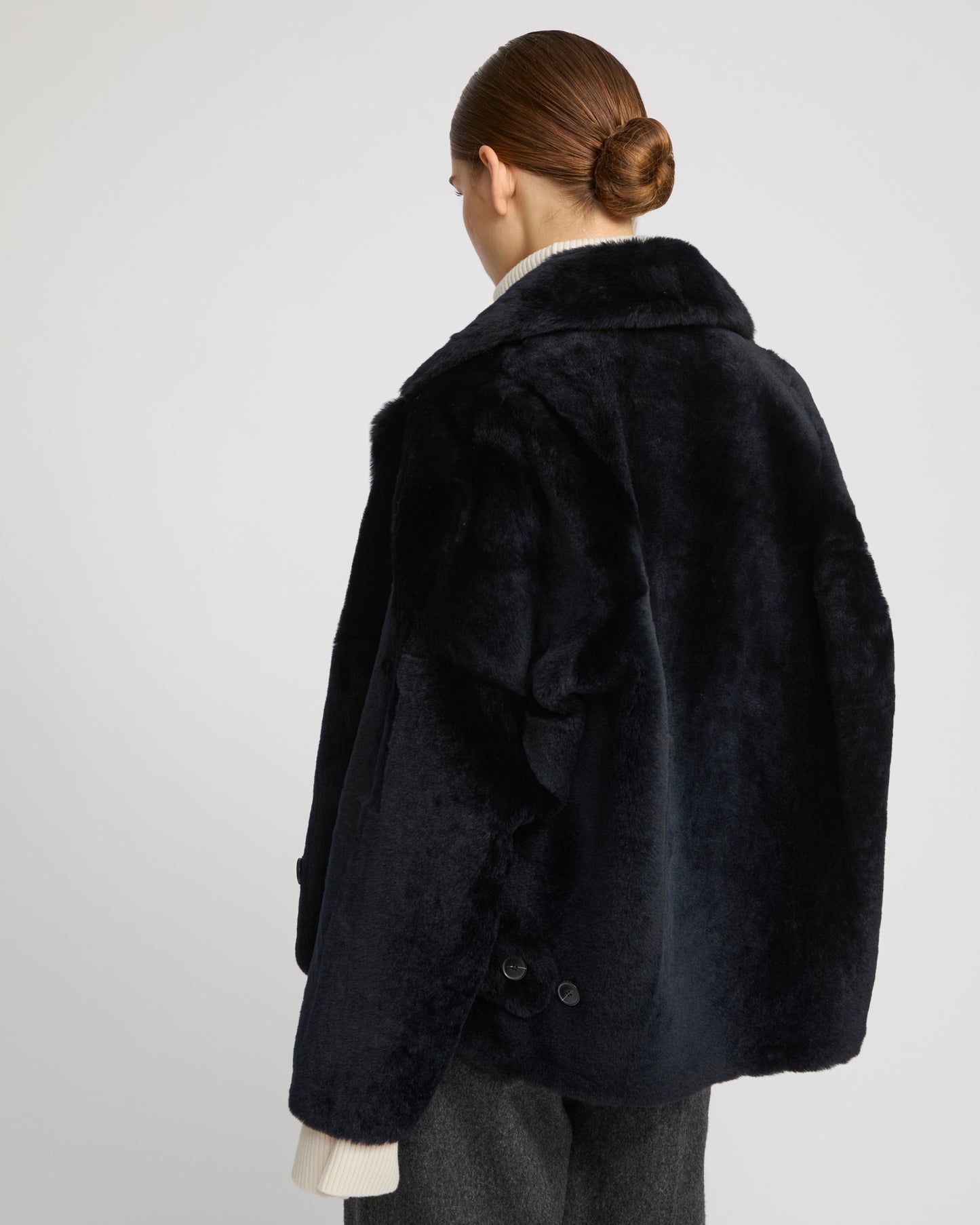 Veste caban en peau lainée