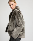 Veste caban en peau lainée