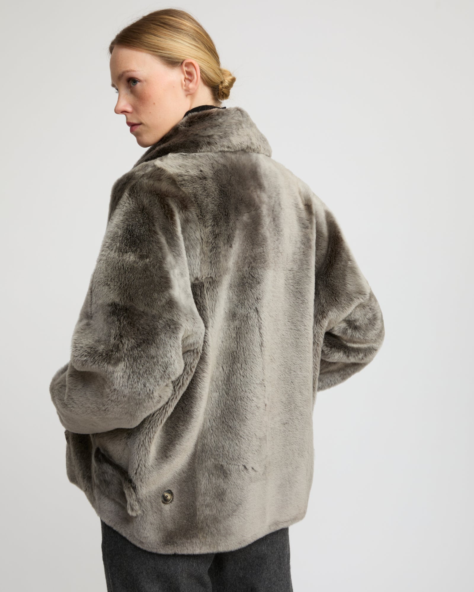 Veste caban en peau lainée -Yves Salomon