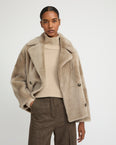 Veste caban en peau lainée