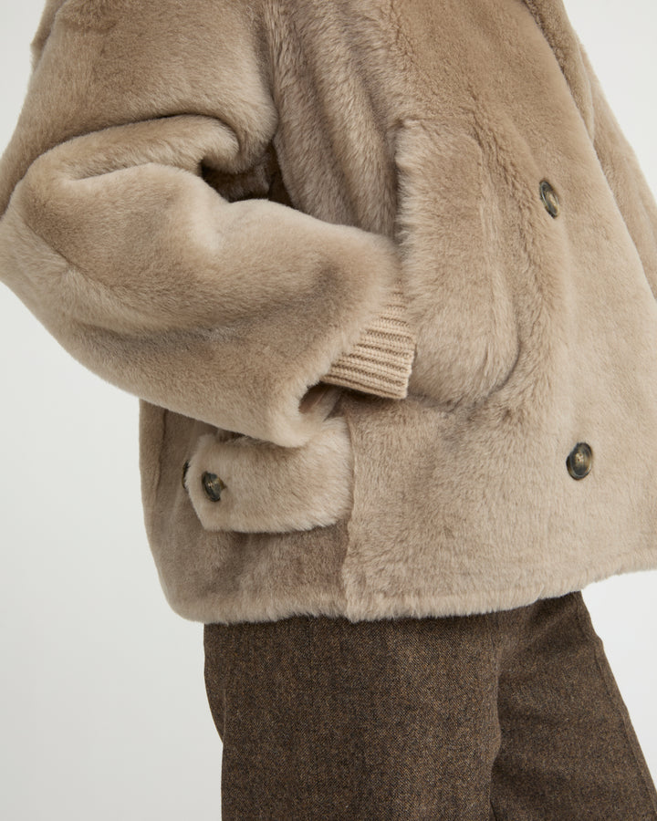 Veste caban en peau lainée