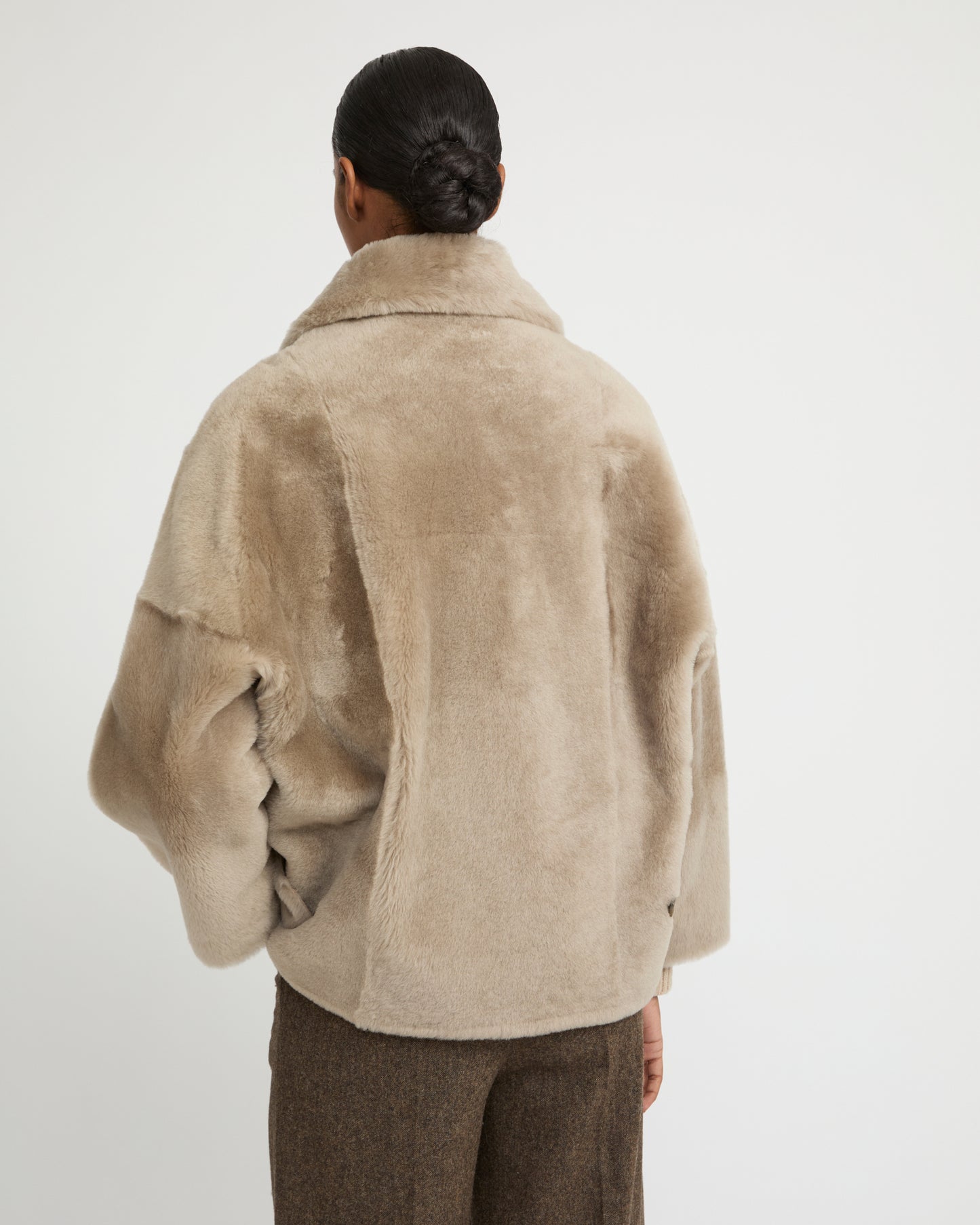 Veste caban en peau lainée