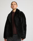 Veste caban en peau lainée