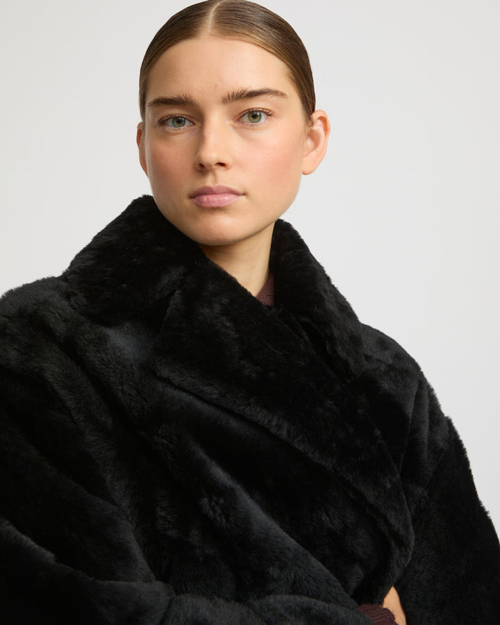 Veste caban en peau lainée