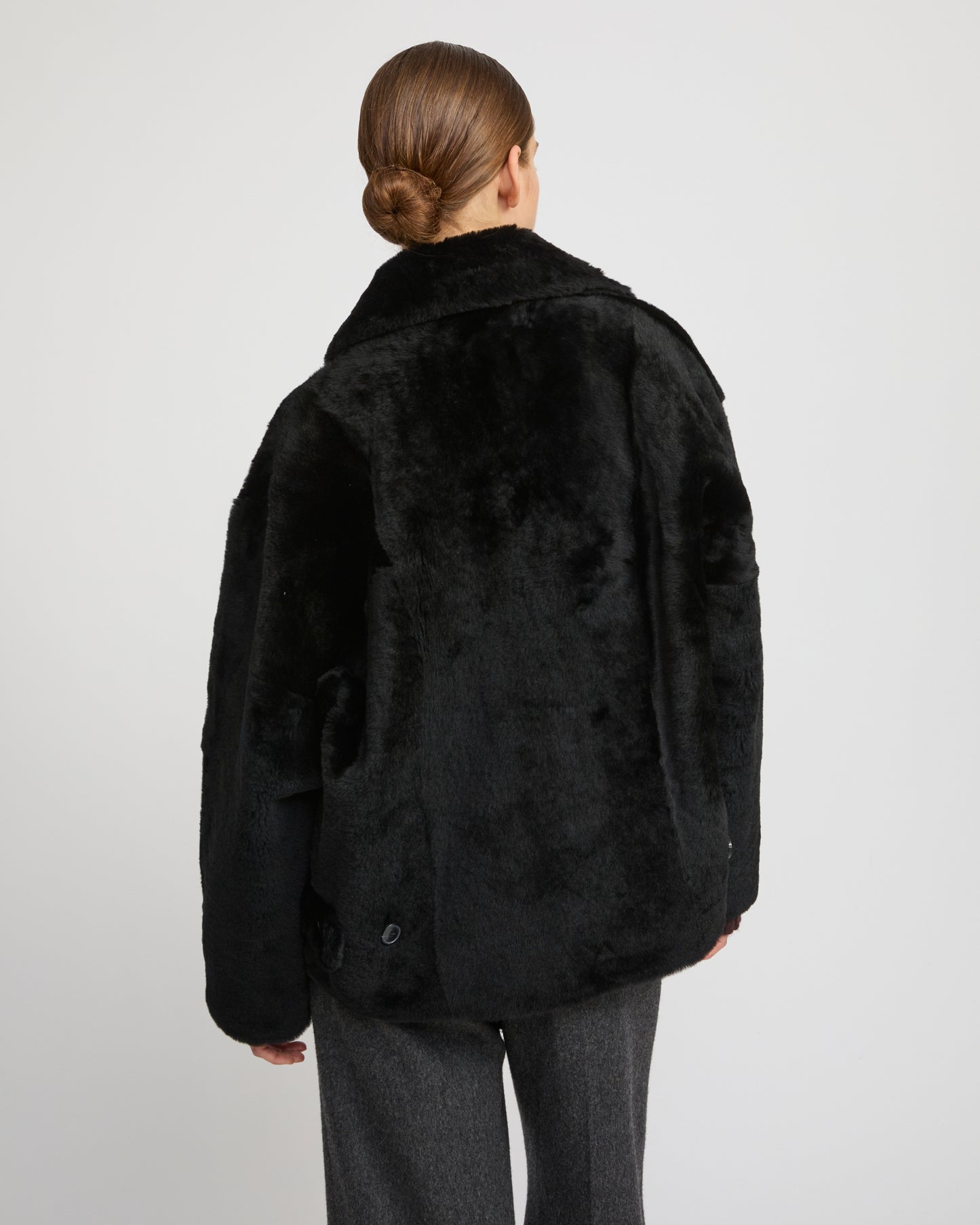 Veste caban en peau lainée