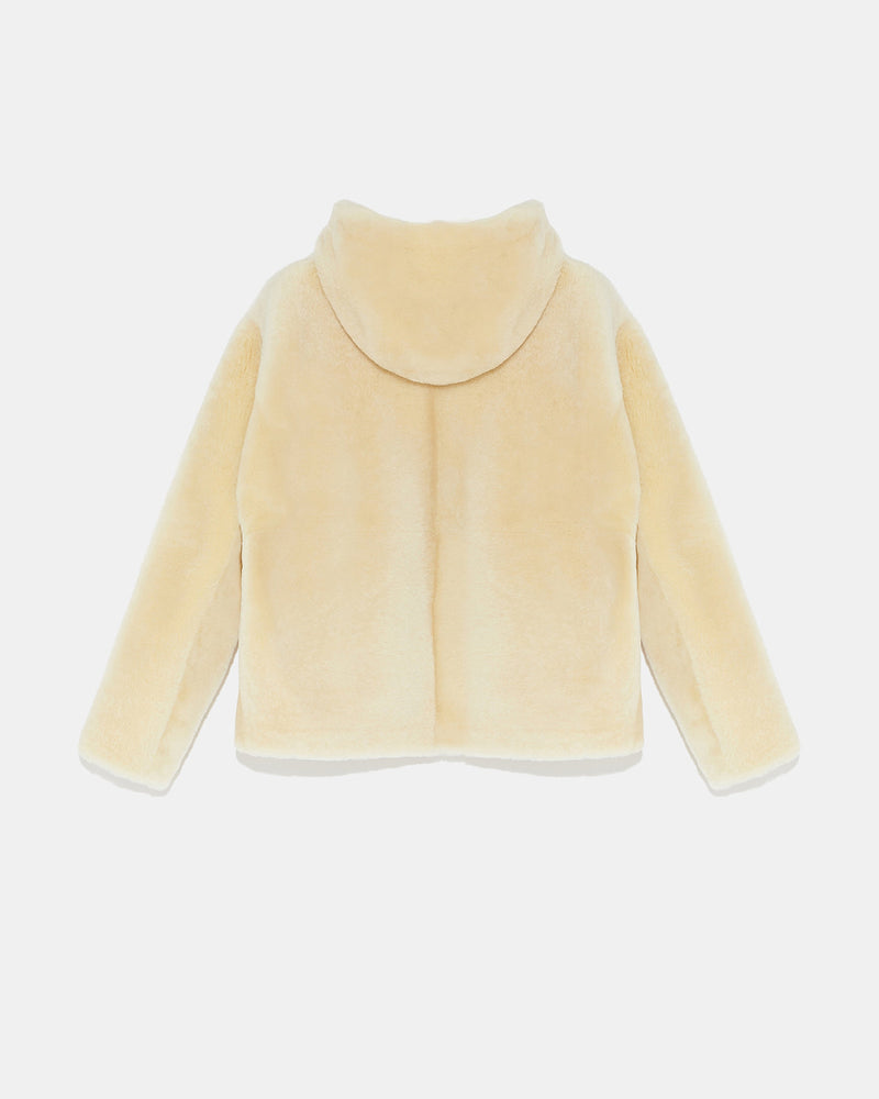 Veste à capuche en peau lainée