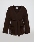 Veste ceinturée en maille et fourrure de vison