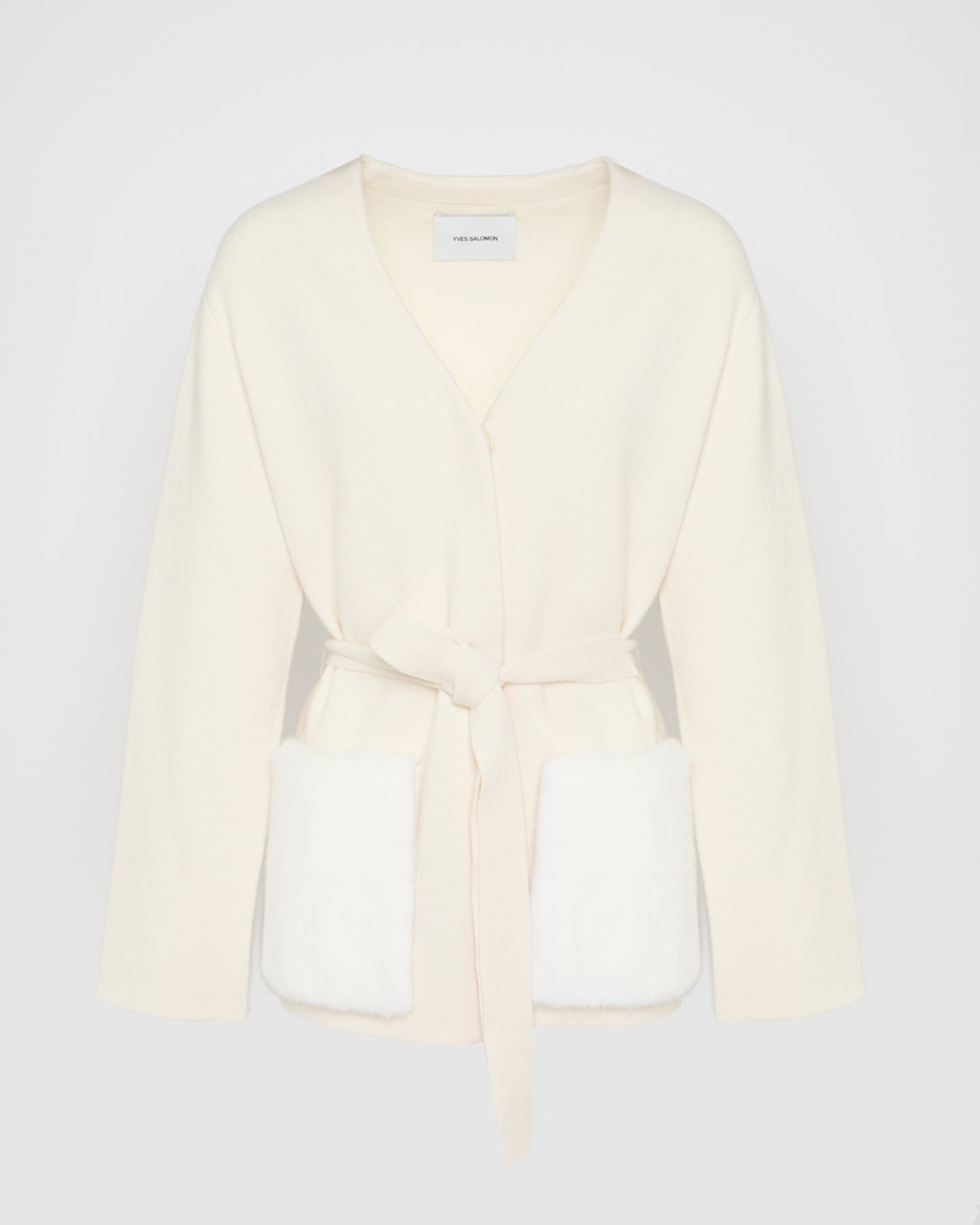 Veste ceinturée en maille et fourrure de vison