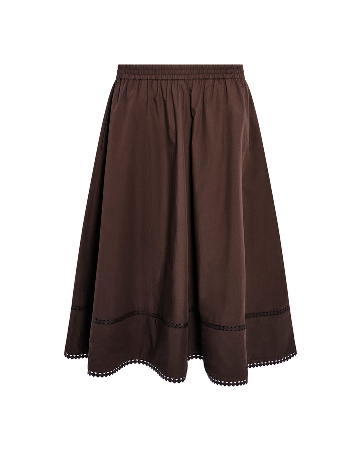 Jupe en popeline de coton et détails cuir