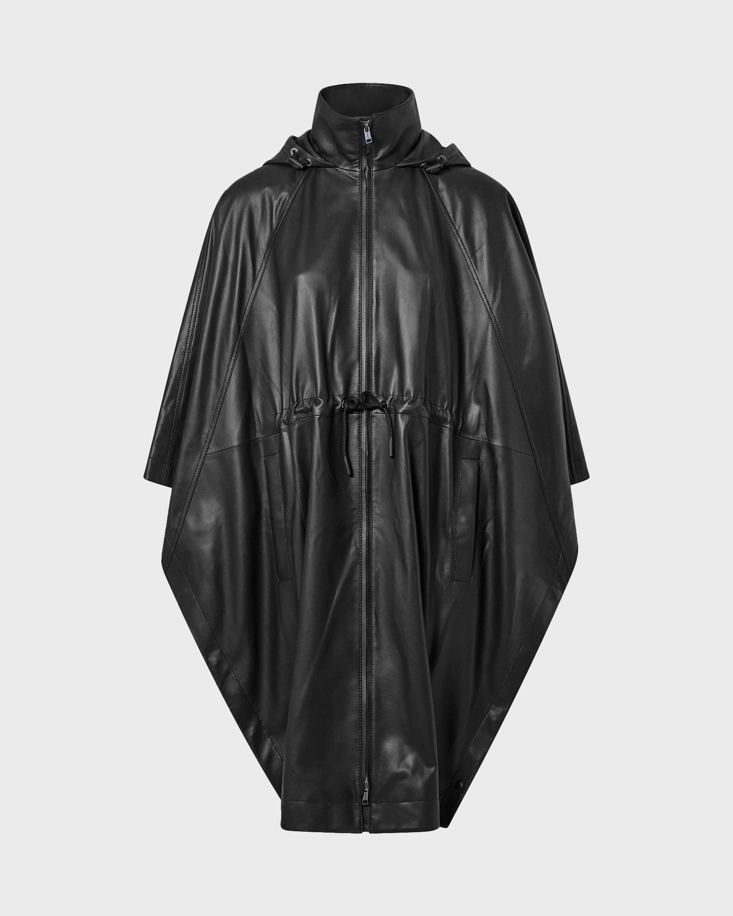 Cape à capuche en cuir d'agneau imperméable -Yves salomon - Nouvelle collection Printemps Été