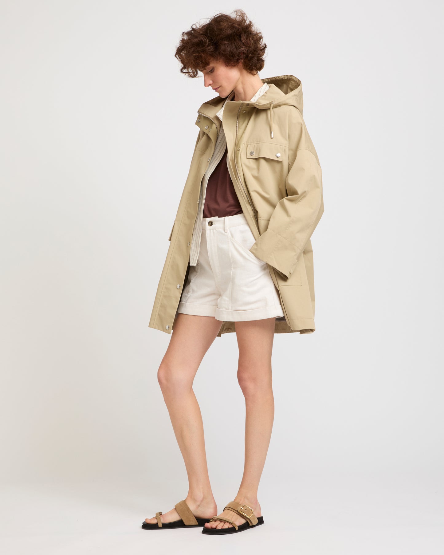 Parka à capuche en coton mélangé imperméable -Yves salomon - Nouvelle collection Printemps Été
