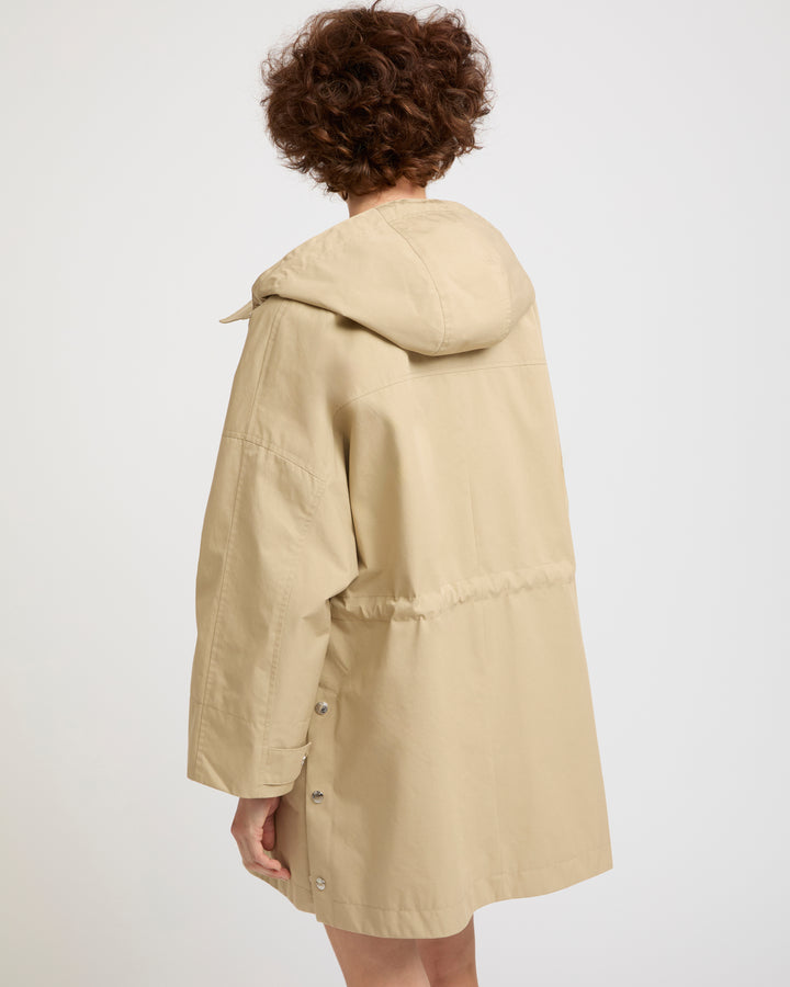 Parka à capuche en coton mélangé imperméable -Yves salomon - Nouvelle collection Printemps Été