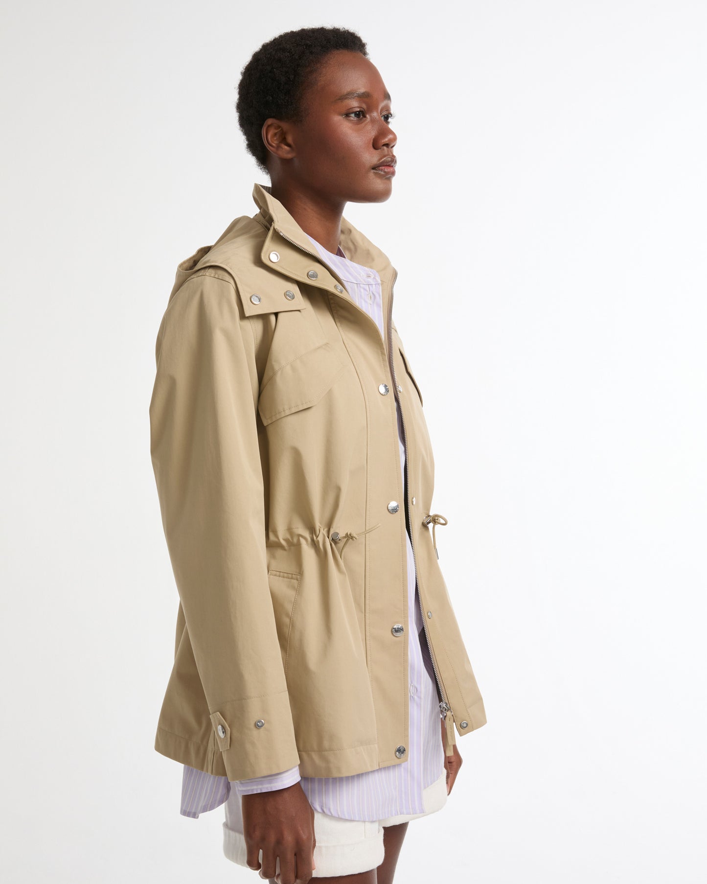 Parka saharienne en coton mélangé et cuir waterproof -Yves salomon - Nouvelle collection Printemps Été