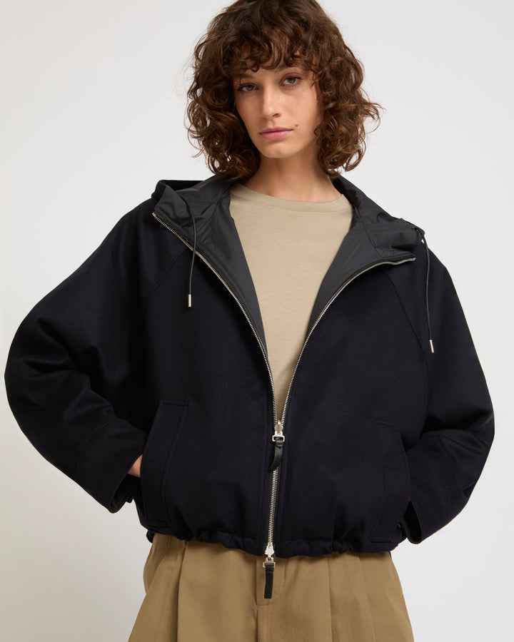 Veste à capuche en lainage cachemire réversible tissu technique waterproof -Yves salomon - Nouvelle collection Printemps Été