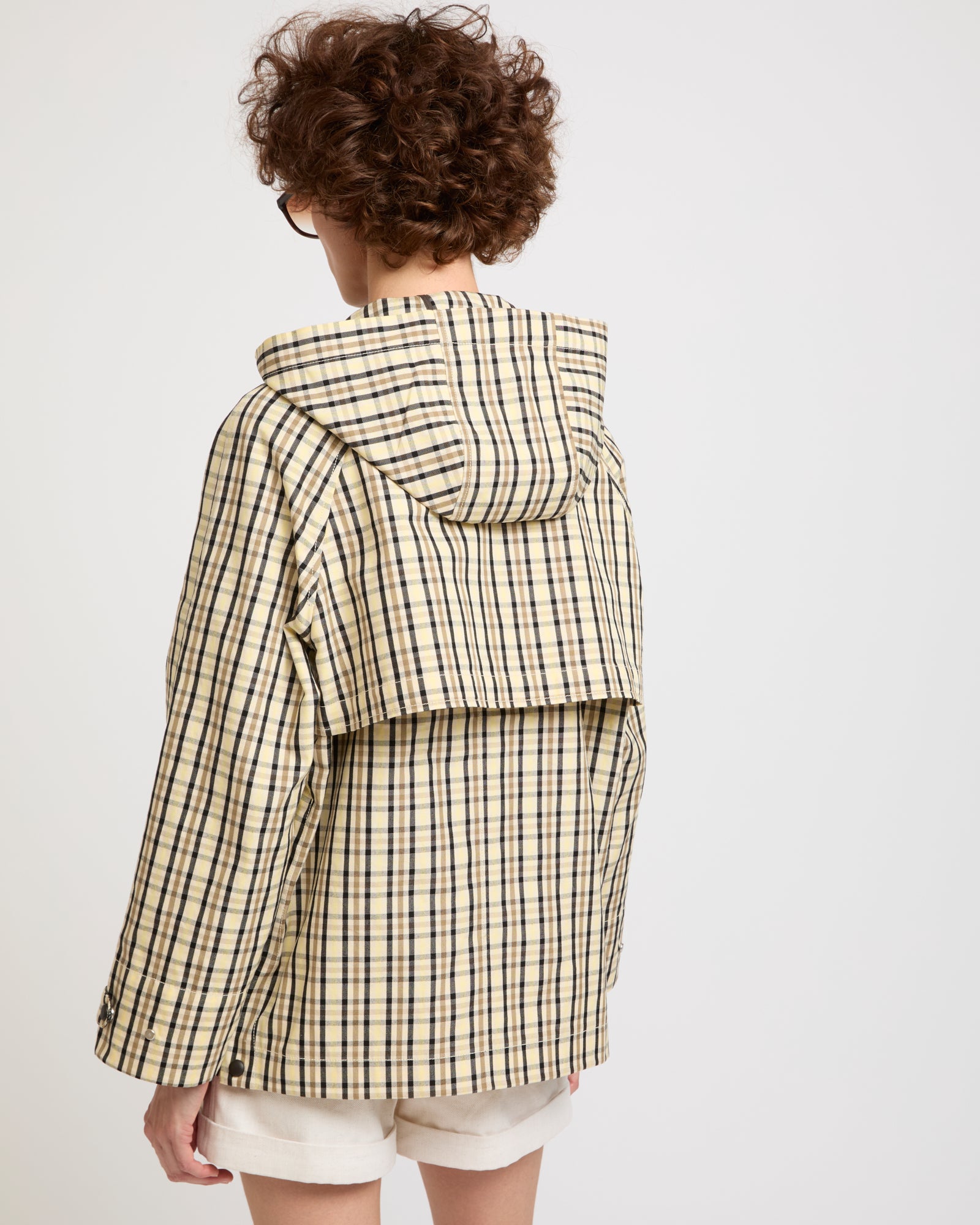 Parka à capuche en tissu jacquard motif carreaux -Yves salomon - Nouvelle collection Printemps Été