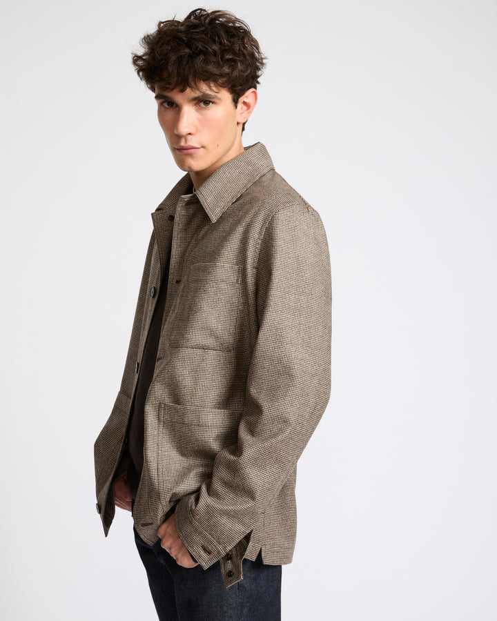 Surchemise en flanelle de lainage cachemire fantaisie Loro Piana- Yves Salomon - Nouvelle collection Automne Hiver