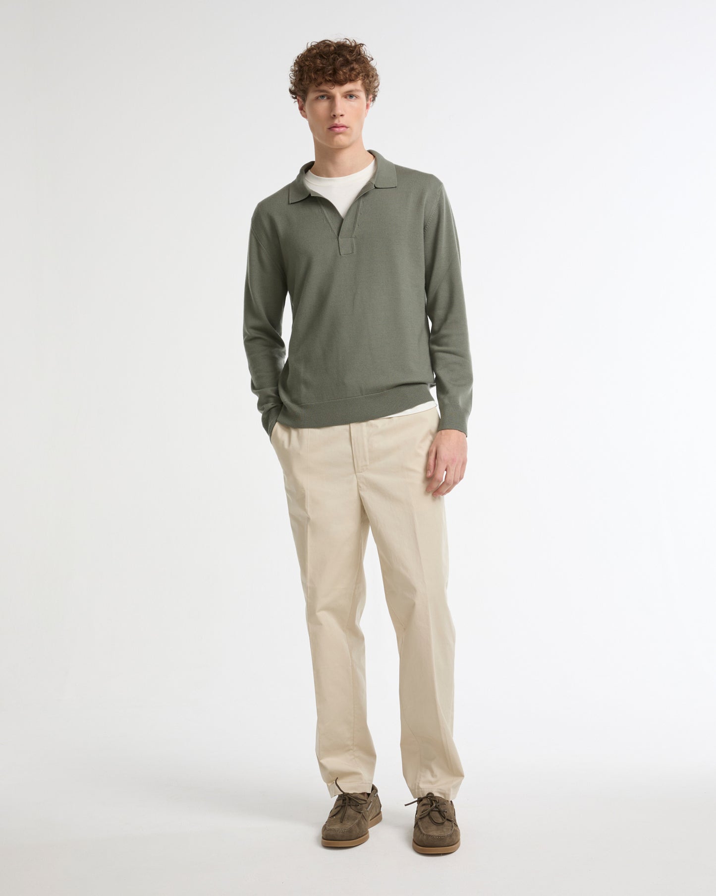 Pull col polo en maille 100% laine merinos -Yves salomon - Nouvelle collection Printemps Été