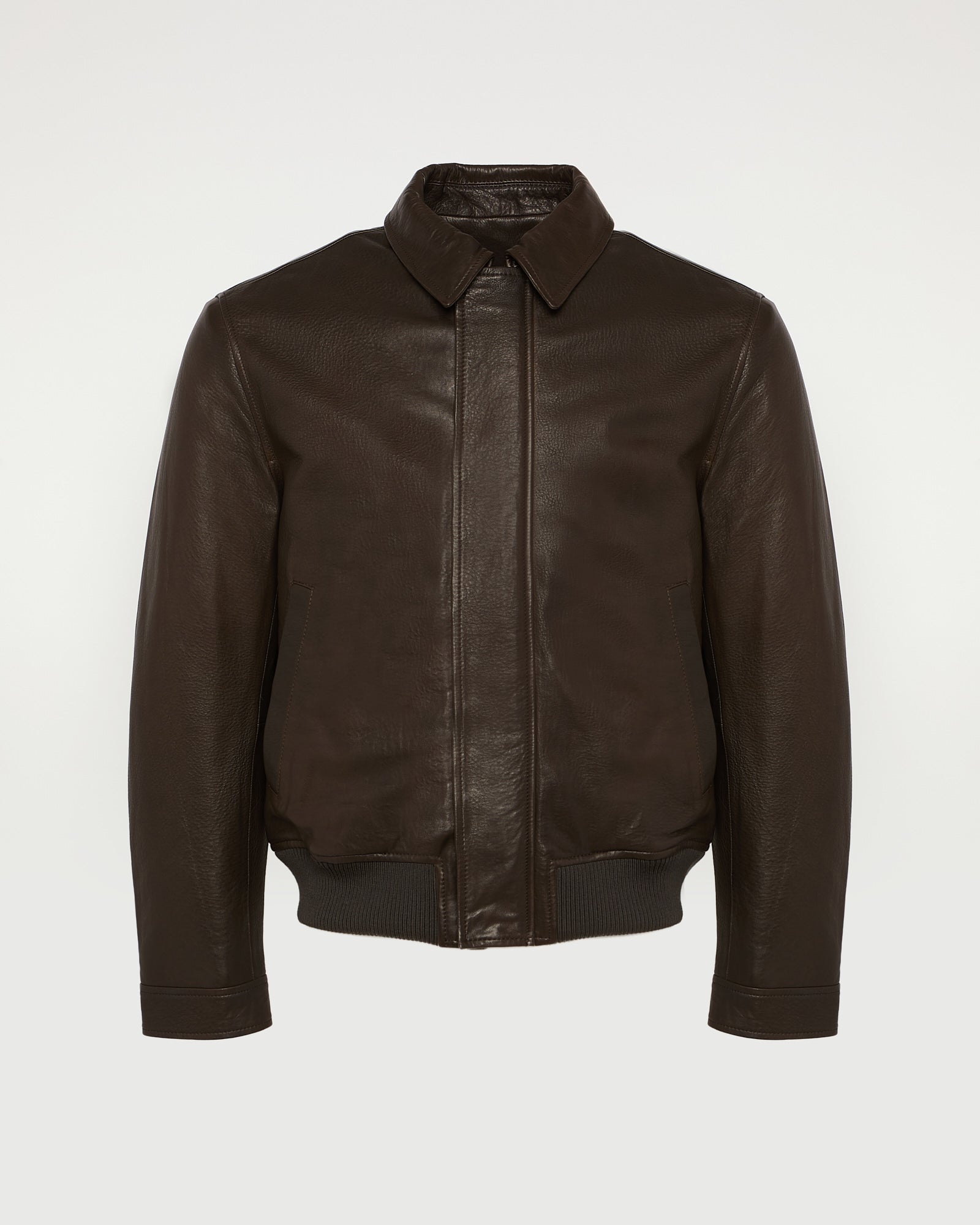Blouson aviateur en cuir d'agneau avec grain naturel -Yves salomon - Nouvelle collection Printemps Été