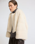 Short cape in long-haired mink fur