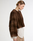 Short cape in long-haired mink fur