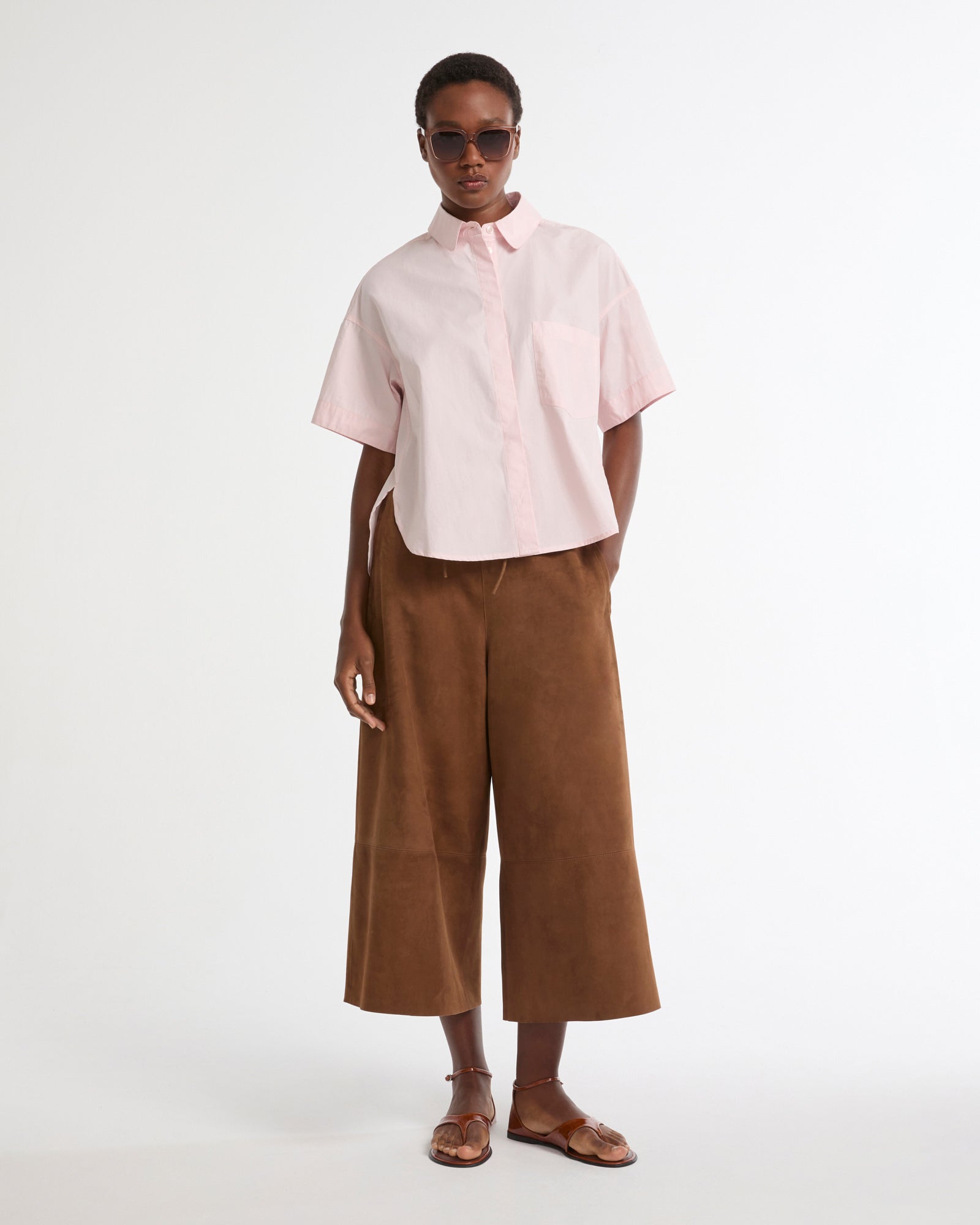 Chemise à manches courtes en popeline de coton -Yves salomon - Nouvelle collection Printemps Été