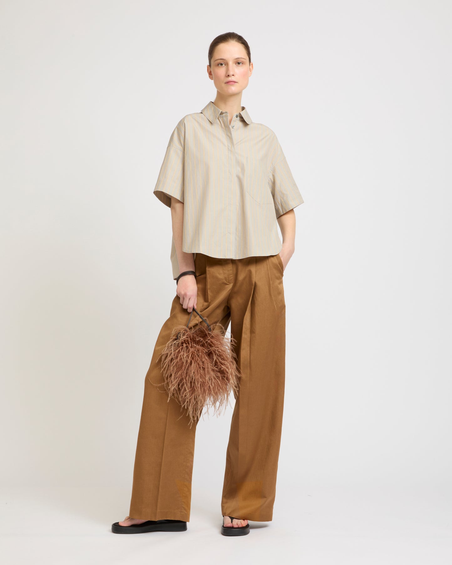 Chemise à manches courtes en popeline -Yves salomon - Nouvelle collection Printemps Été