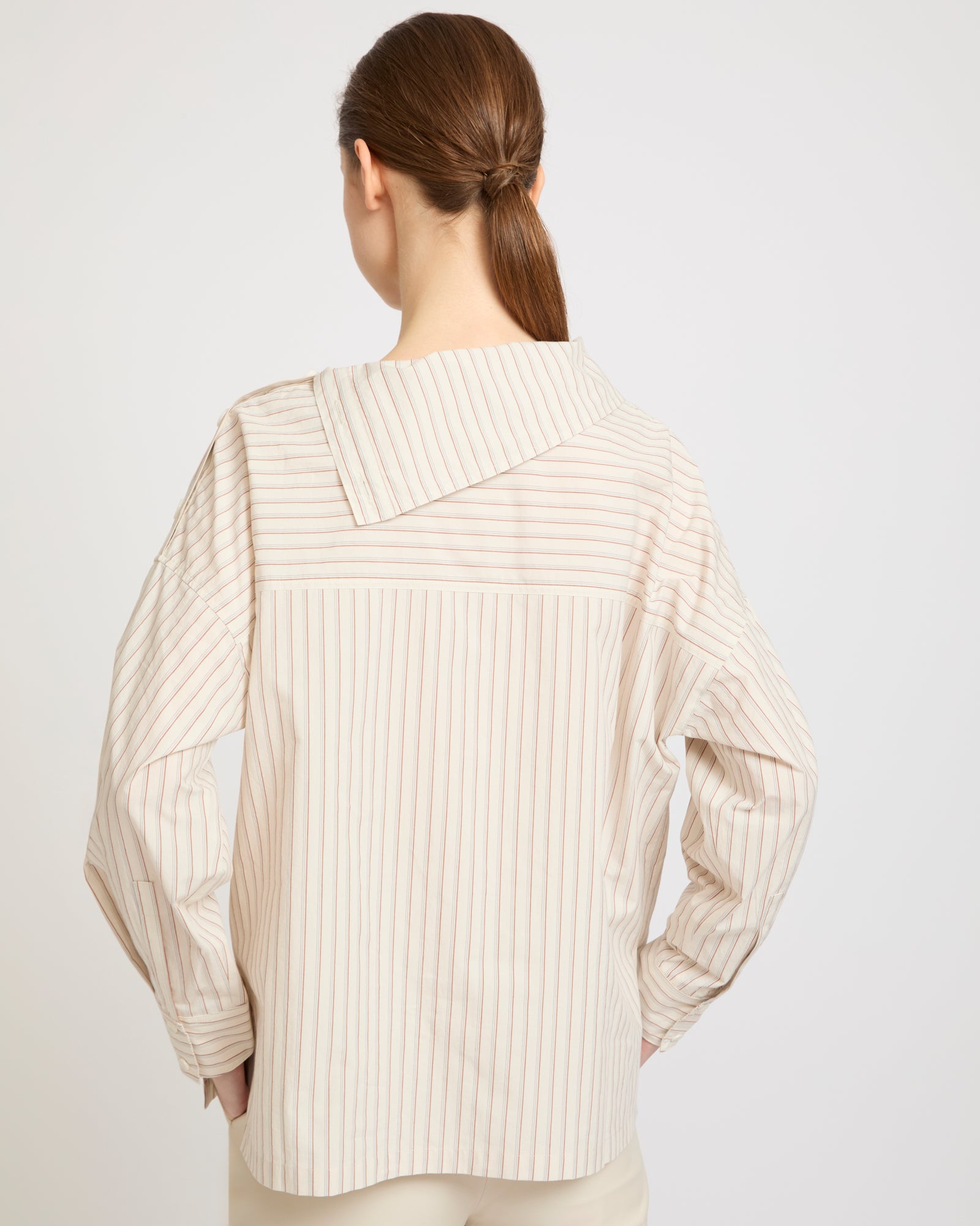 Blouse à col cheminée en popeline de coton -Yves salomon - Nouvelle collection Printemps Été