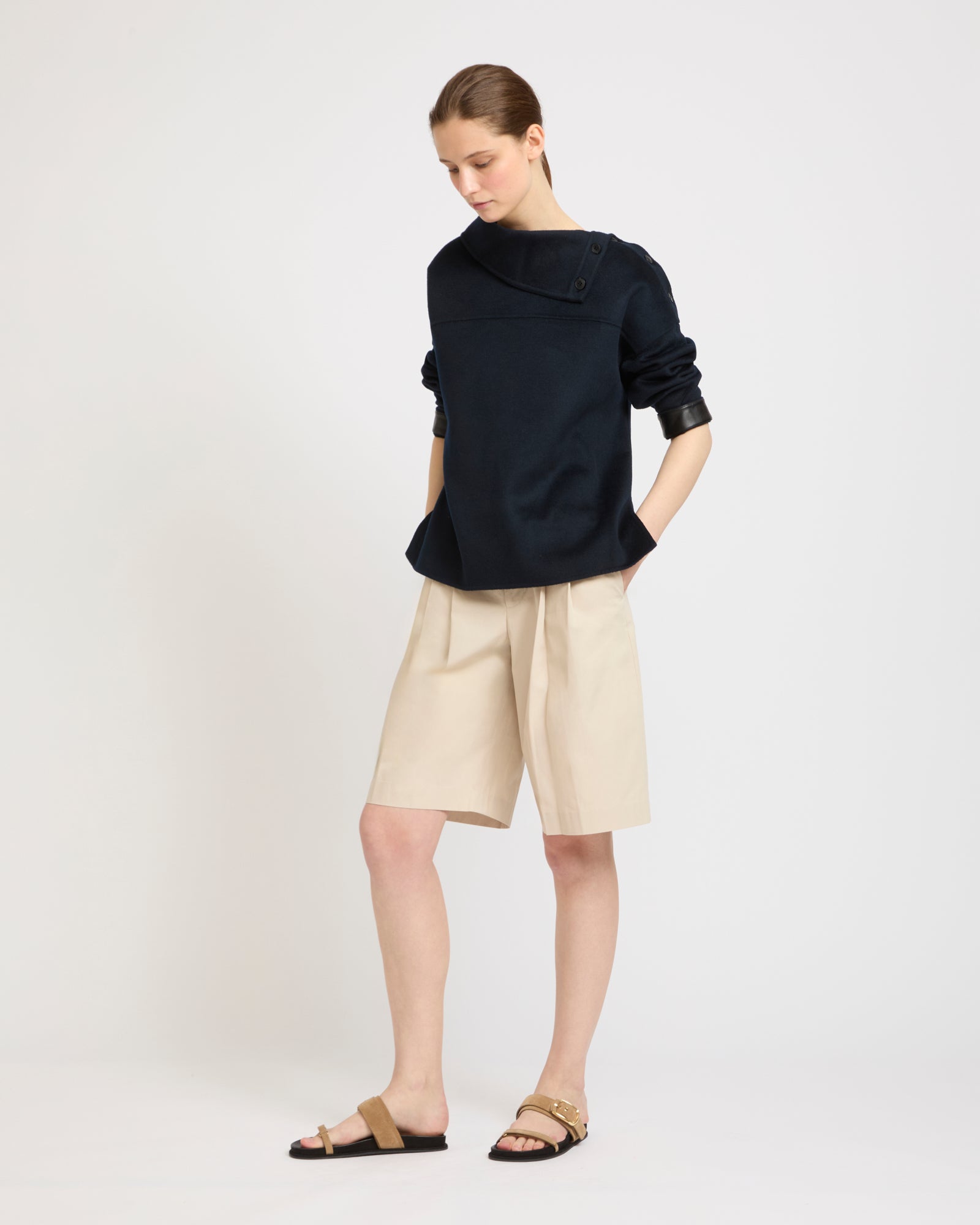 Blouse à col cheminée en lainage cachemire double face -Yves salomon - Nouvelle collection Printemps Été