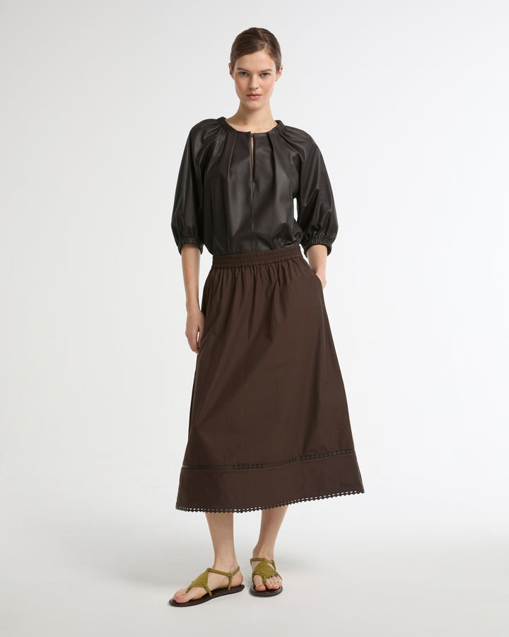 Blouse fluide en cuir d'agneau -Yves salomon - Nouvelle collection Printemps Été