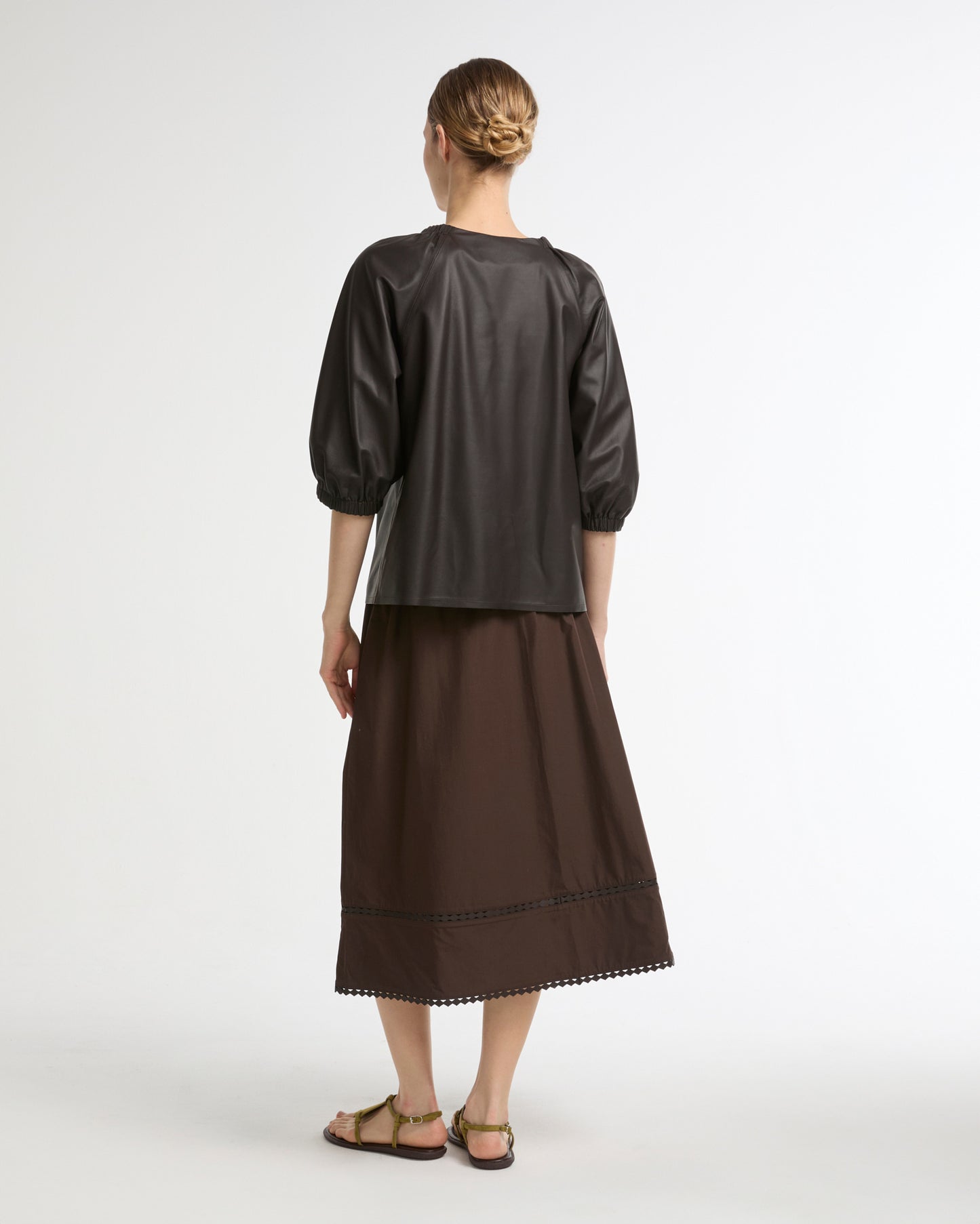 Flowing leather blouse