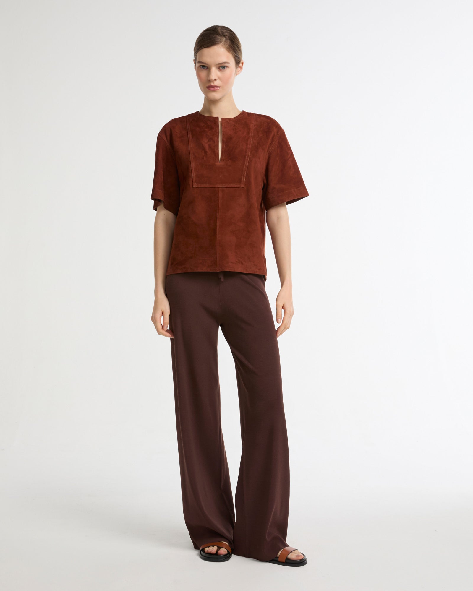 Blouse à manches courtes en cuir d'agneau double face -Yves salomon - Nouvelle collection Printemps Été