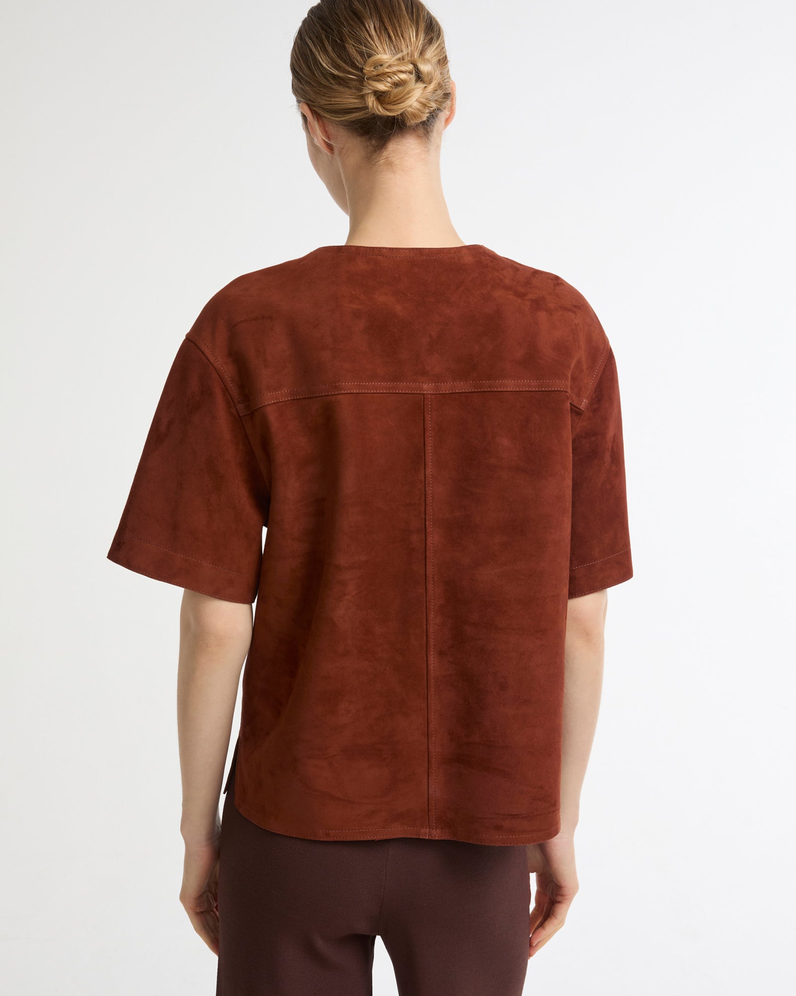 Blouse à manches courtes en cuir d'agneau double face -Yves salomon - Nouvelle collection Printemps Été